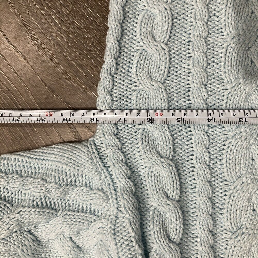 J Crew Cableknit Sweater Womens S Blue Cotton Crewneck Classic Spring - Picture 6 of 9